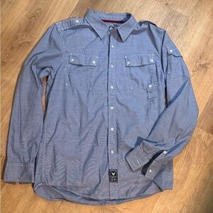 Men's Large Stylish Button Down Blue Shirt- Concert/Date Night/Rodeo